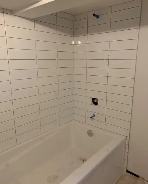 White tiles with contrast grout color