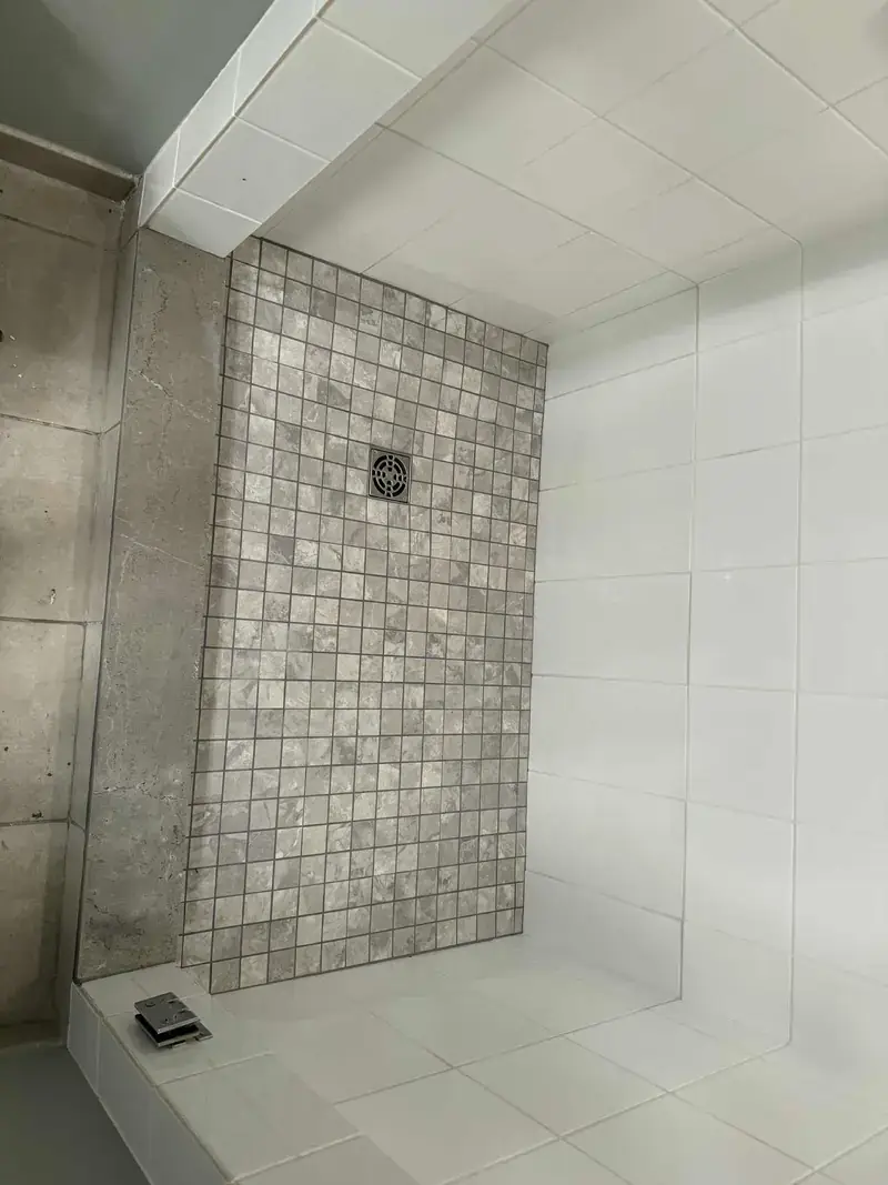 Mosaic porcelain marble-imitation tile shower base