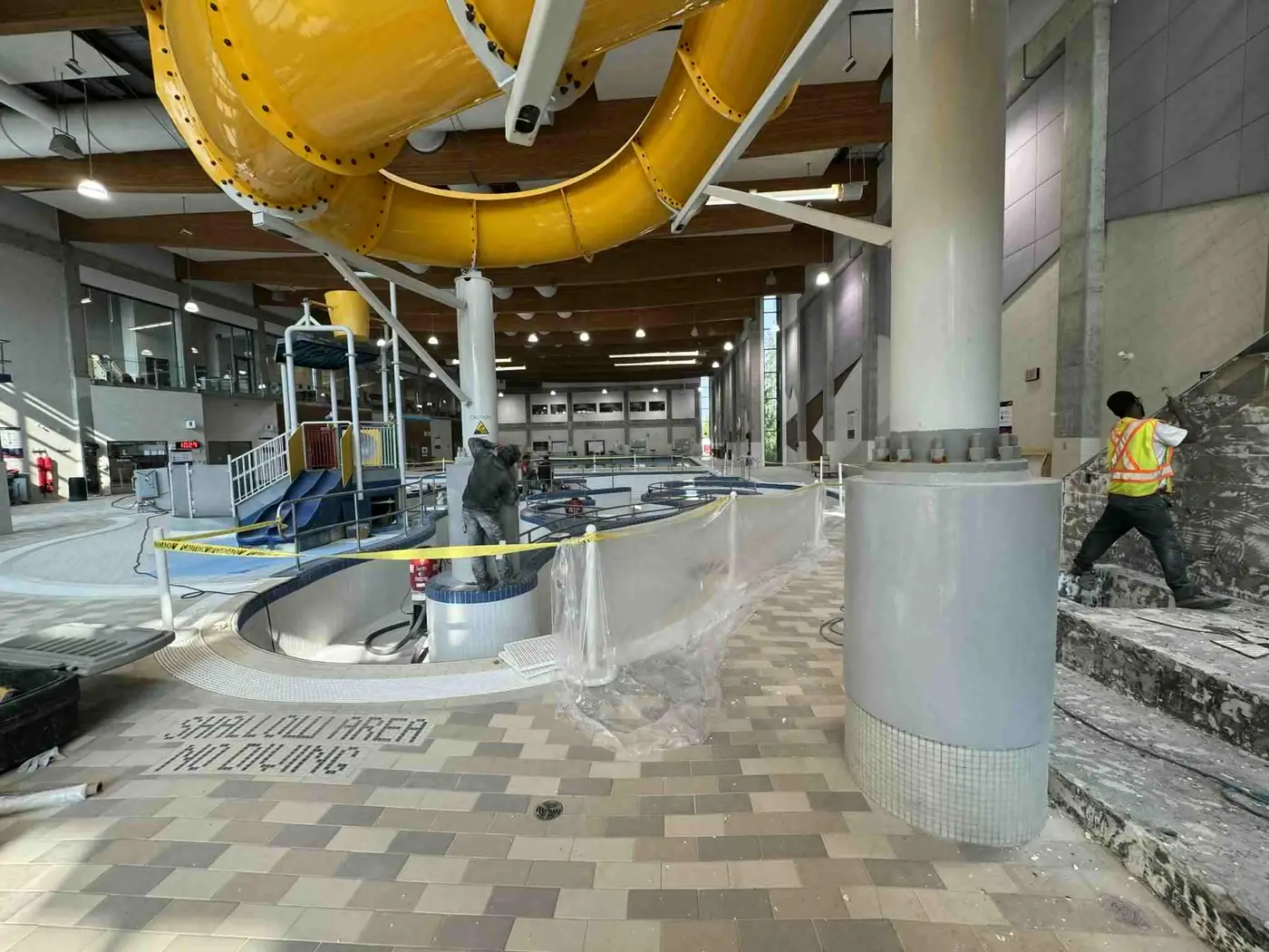 Town of Canmore pool - unglazed fully-vitrified porcelain tiles installed by Morina Brothers