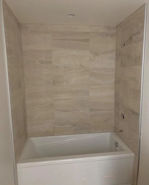 Granite tiles installed on a shower
