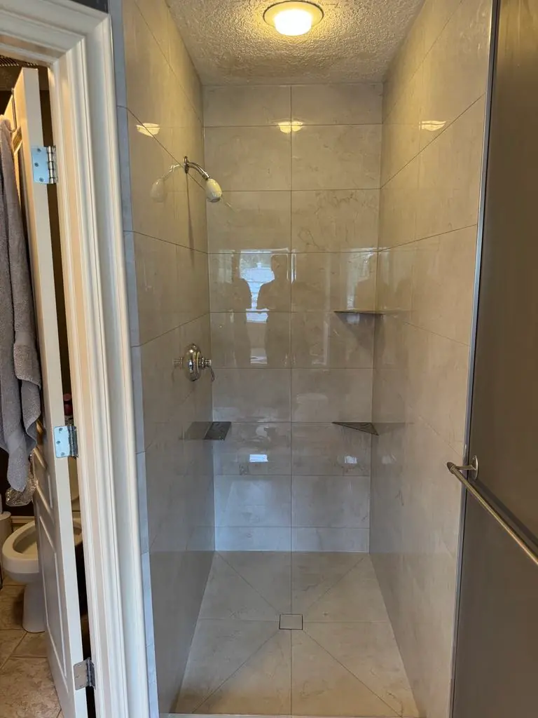 Close-up of Morina Brothers tile setting work in Calgary